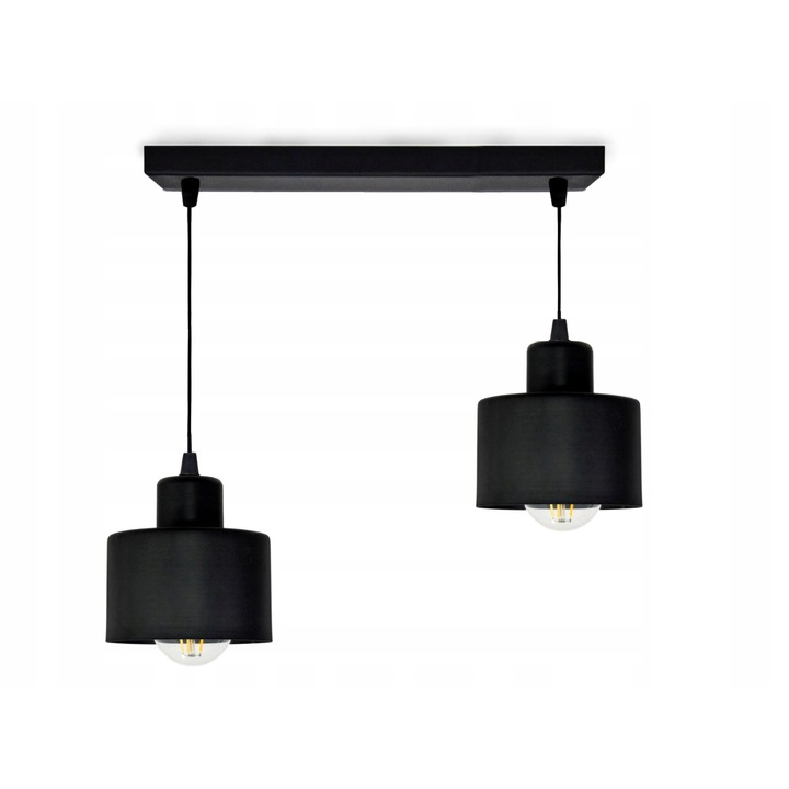 Lustra suspendata LED-ONE KUBEK, 2 surse E27, negru, 40x5cm, inaltime maxima 70cm