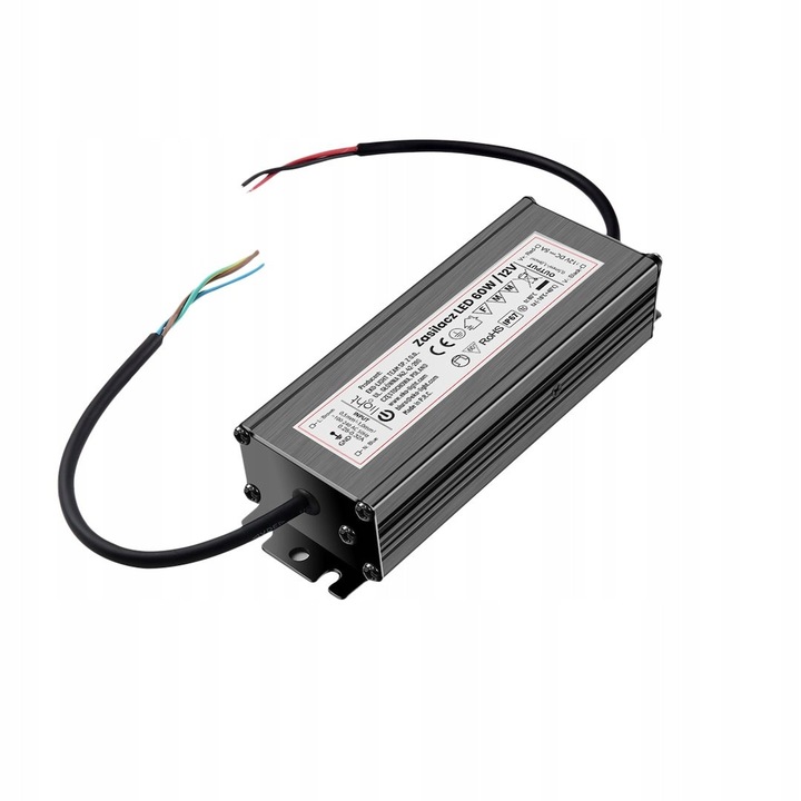 LED tápegység 60W, IP67, fém