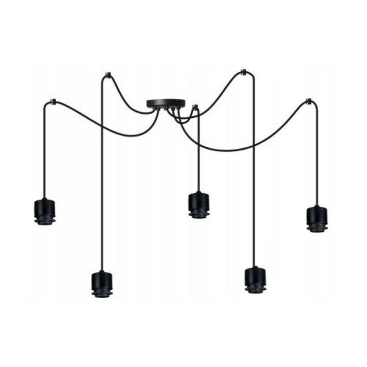 Основа за висяща лампа лофт, LED-ONE, 5x E27, регулируема височина 150см, метал, диаметър 12см