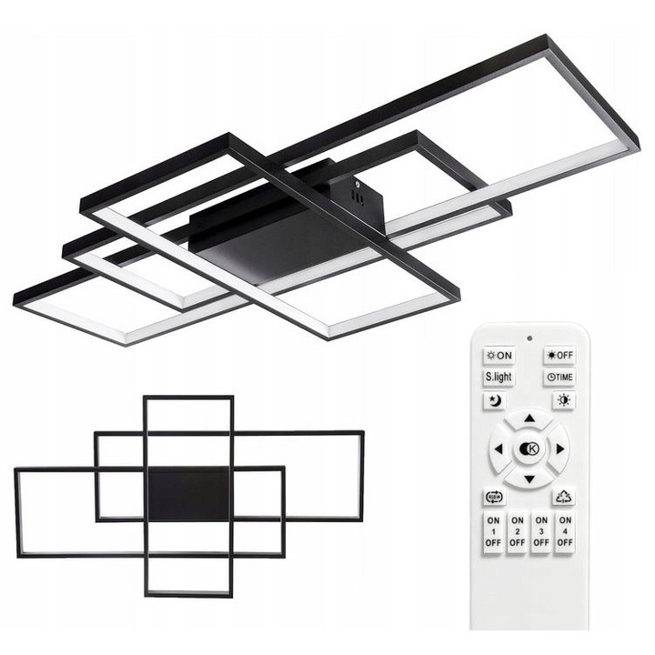 Plafoniera LED-ONE MODERN 126W, dimabila, culoare neagra, cu telecomanda RF