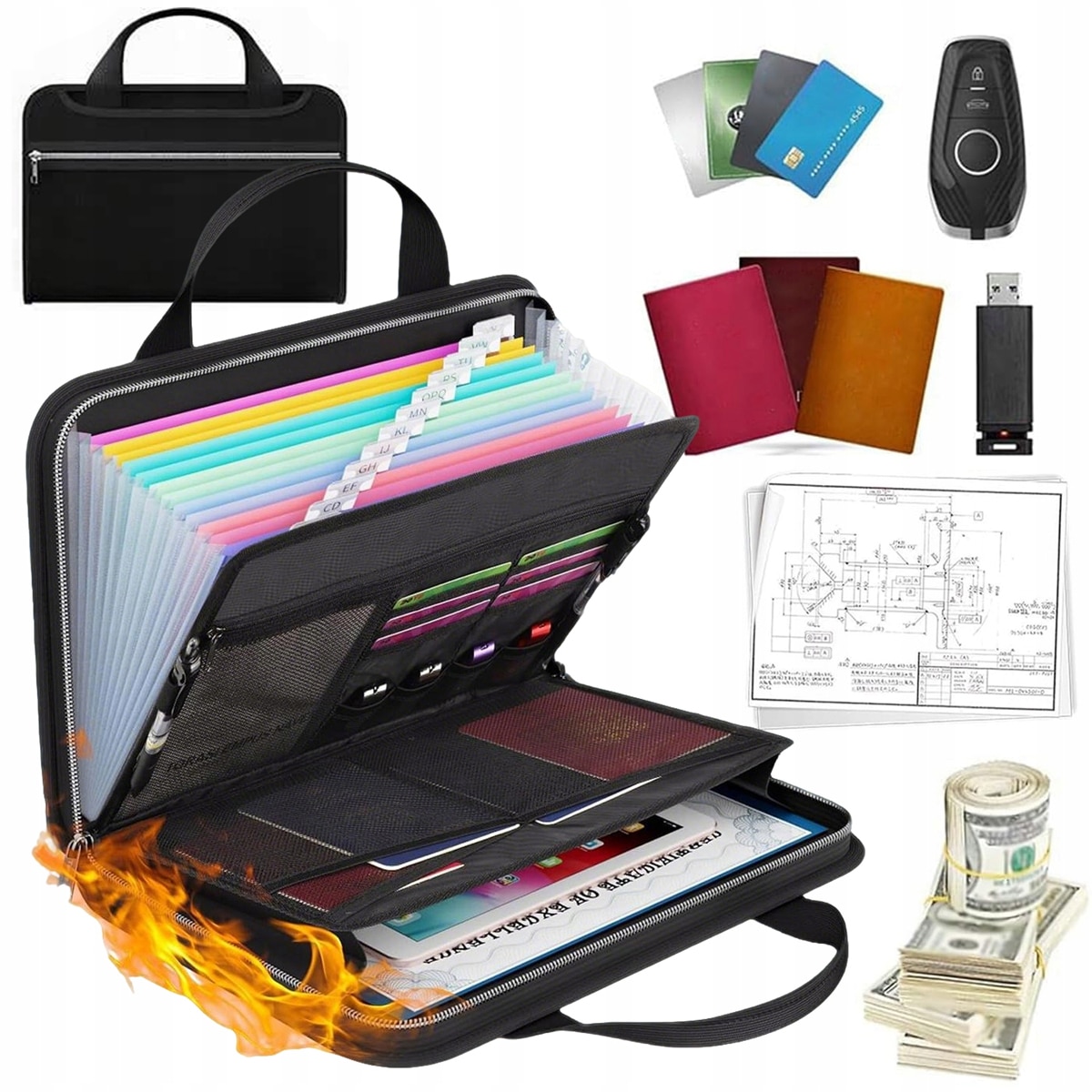 Folder de mana, 5 compartimente, plastic, 35x24x2cm - eMAG.ro