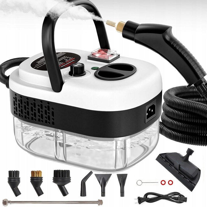 Парочистачка, 2500W, 3 бара, 1200мл, черно-бяла, пълен комплект
