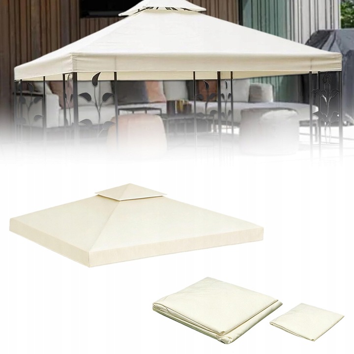 Zadacire pentru pavilion, 300D, bej, 300x300cm, protectie UV, impermeabila