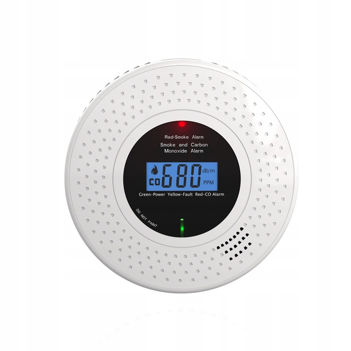 Detector de fum si monoxid de carbon LCD 2 in 1, senzor electrochimic, 10,5x3,5cm, set