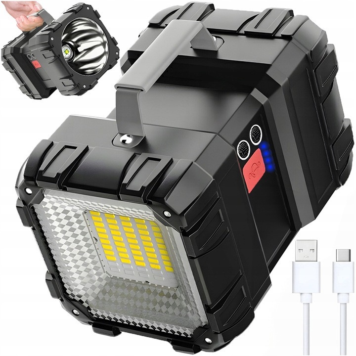 Lanterna LED 10w1, 1200 lumeni, neagra, 18cm, set cu functie Power-Bank