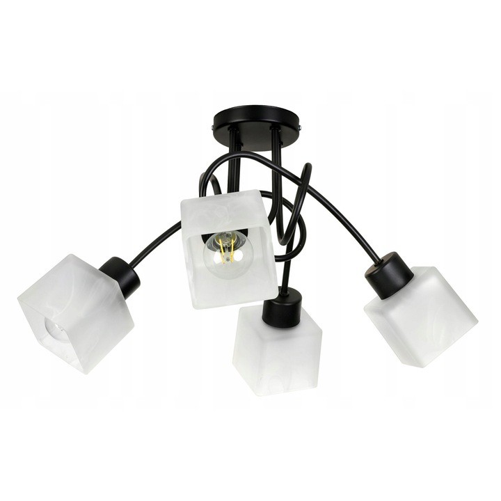 Lustra LED-ONE, lampa suspendata loft, 4 abajururi, neagra, 30x50cm