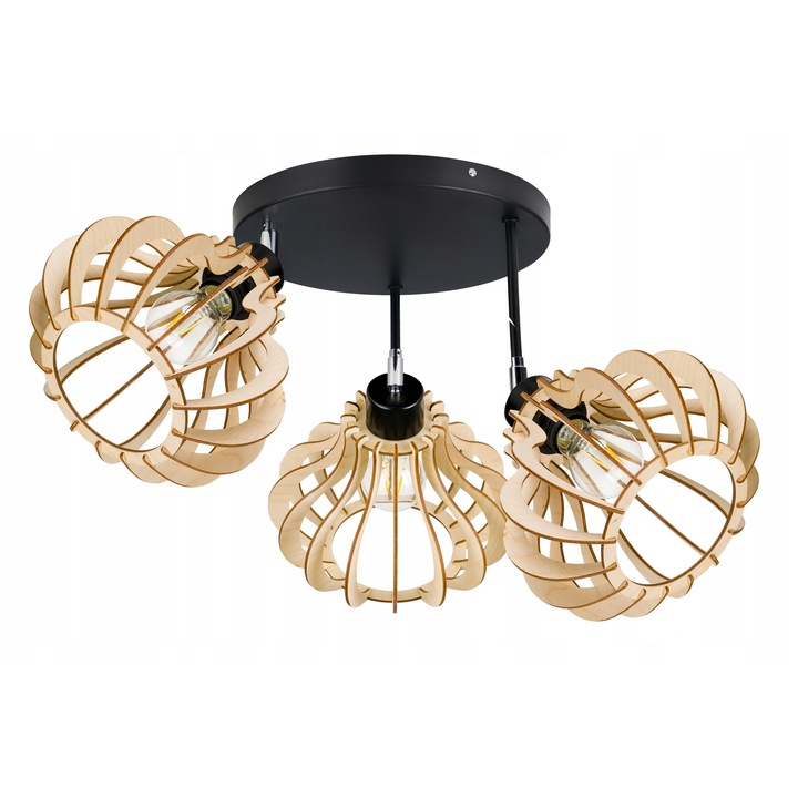 Lustra LED-ONE плафон лофт с 3 рамена, черен, размери 30x2,5cm, максимална височина 30cm, без източници на светлина