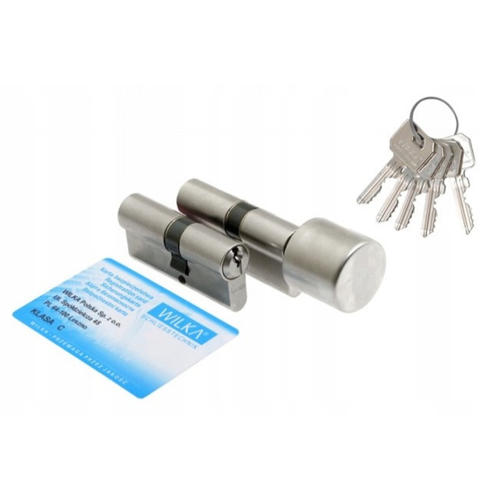 Set cilindri WILKA 1400 40/40 + 1405 40g/40, nichel mat, 5 chei, clasa C