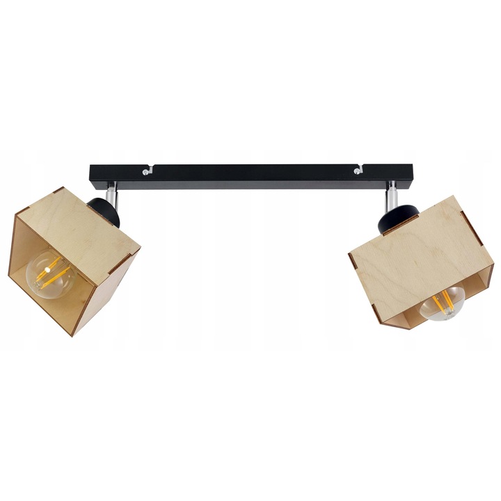Lustra LED-ONE, plafon loft, 2 surse de iluminat, 40x5cm, lemn, IP20