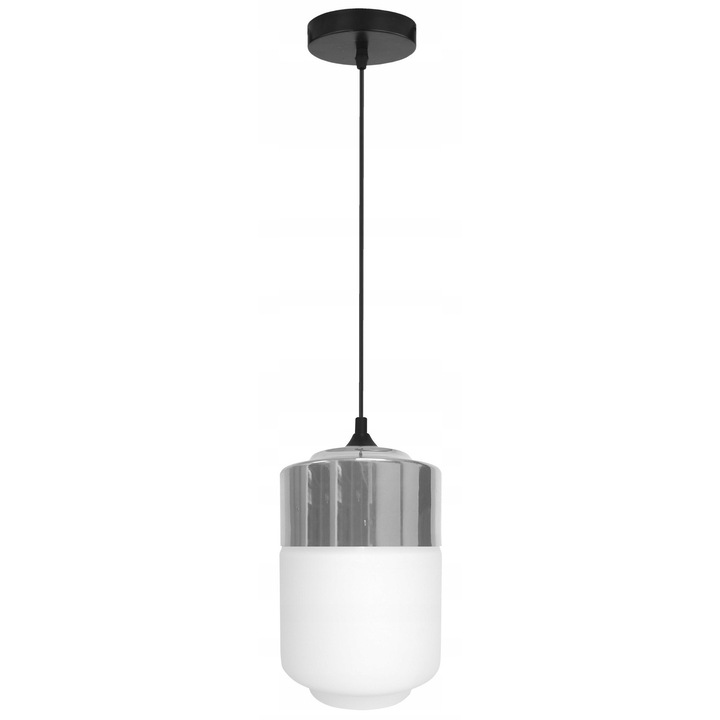 Lustra Masala 17, 1x60W E27, alb cu detalii cromate, 120x17x17cm