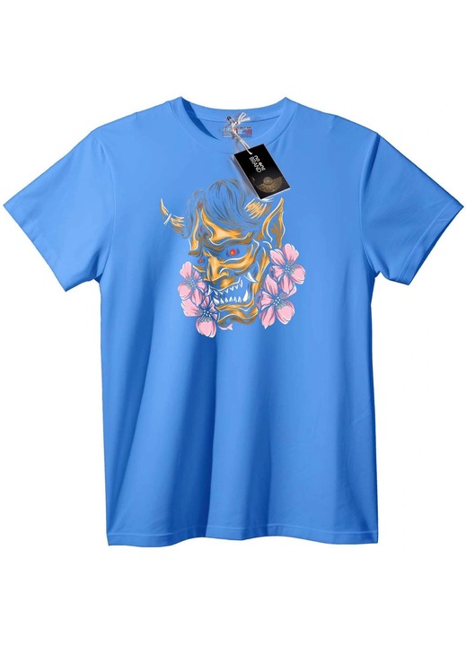Tricou Oni Mask cu flori de cireș, Albastru deschis