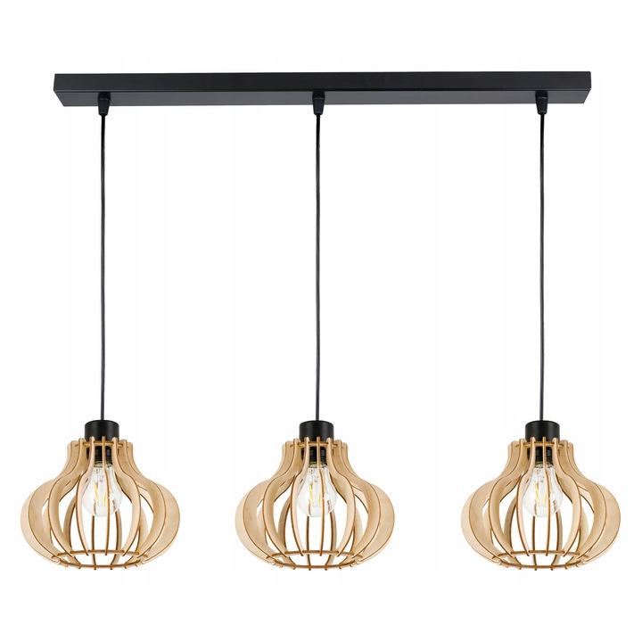 Lustra LED-ONE ZWIS din lemn, 3x E27, 60x5x2,5cm, inaltime maxima 95cm, IP20