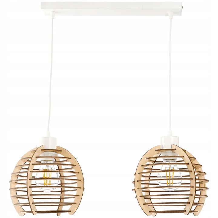 Lustru suspendat LED-ONE, model retro, 2 surse de lumina, inaltime ajustabila 110cm, 40x5x2,5cm, culoare lemn