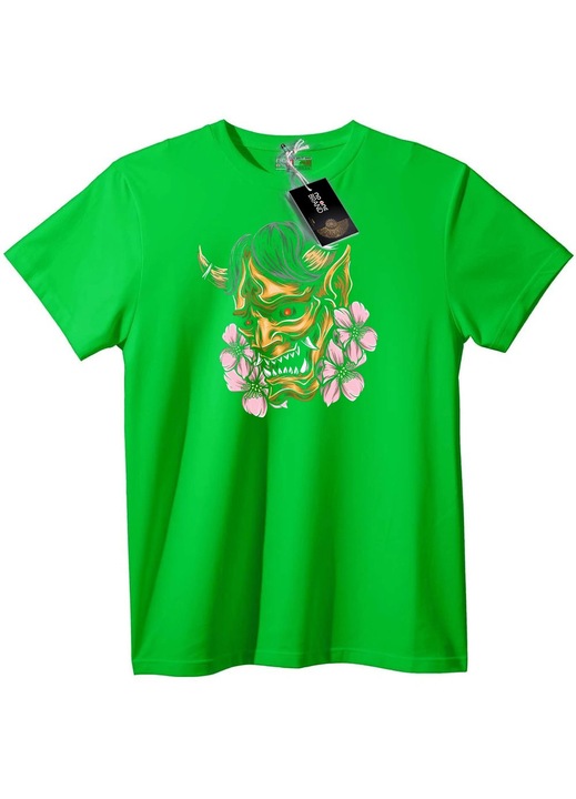 Tricou Oni Mask cu flori de cireș, Verde deschis