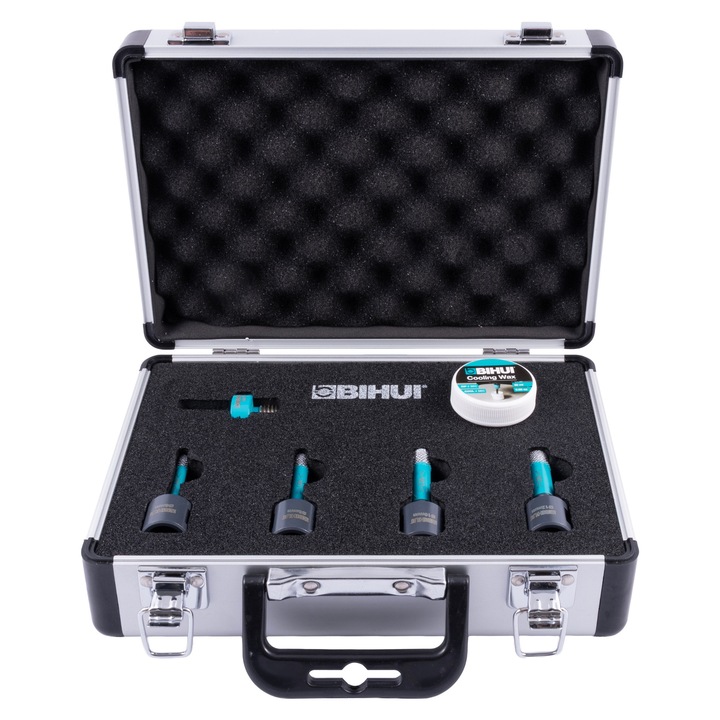 Seturi de burghie diamantate Bihui, 4 bucati (6x8x10x12mm), M14, cutie aluminiu