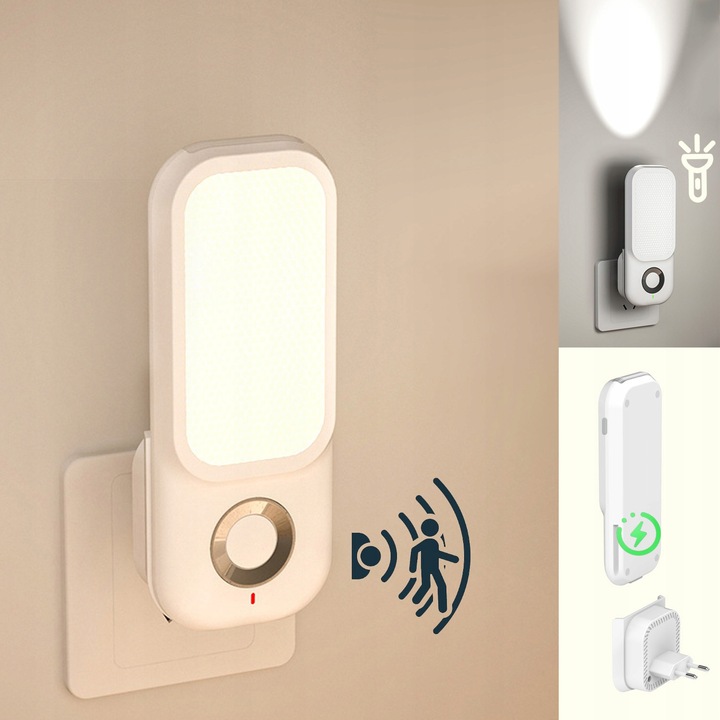 Lampa inteligenta cu senzor de miscare, 4 in 1, alb, 63x20x160mm