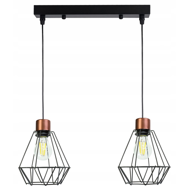 Lustra LED-ONE Druti, матово черно, 2 източника E27, размери 40x5см, максимална височина 70см