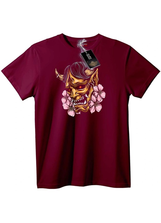 Tricou Oni Mask cu flori de cireș, Visiniu
