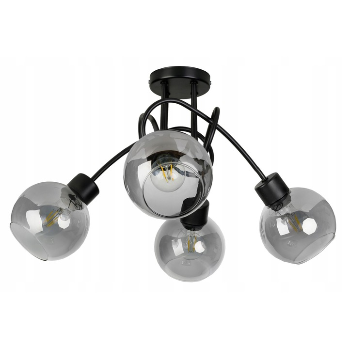 Lustru LED-ONE, model loft, 4 abajururi, negru, 30x50cm