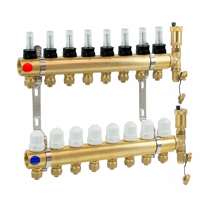Distribuitor mosneaz cu rotametre si conectori pentru 14 circuite, Perfexim, 14 obieguri, 95C, 1,0 MPa