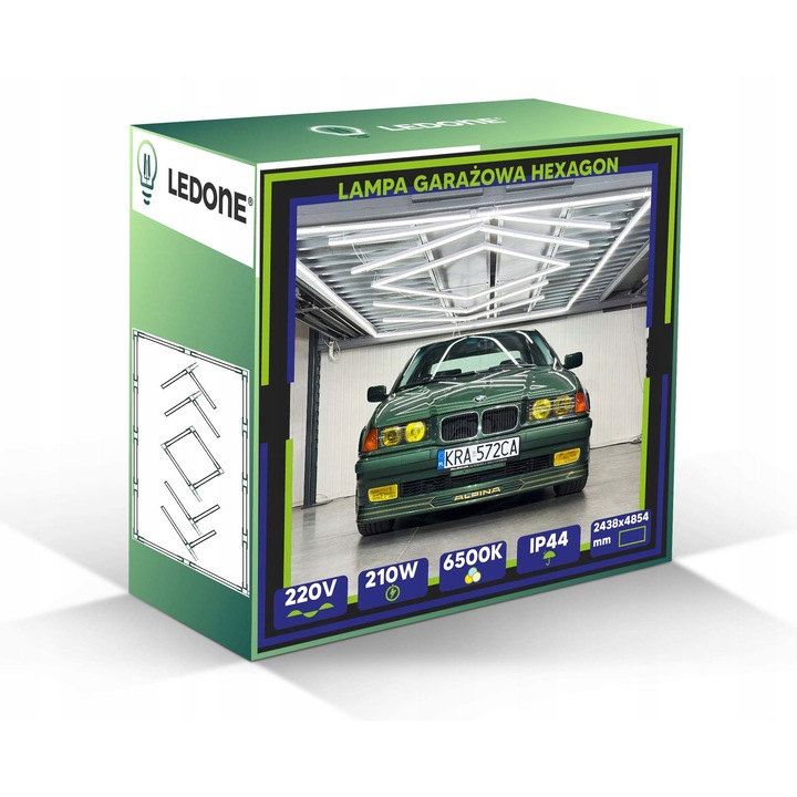 Plafoniera LED HEXAGON 210W 6500K, LED-ONE, 243x485cm