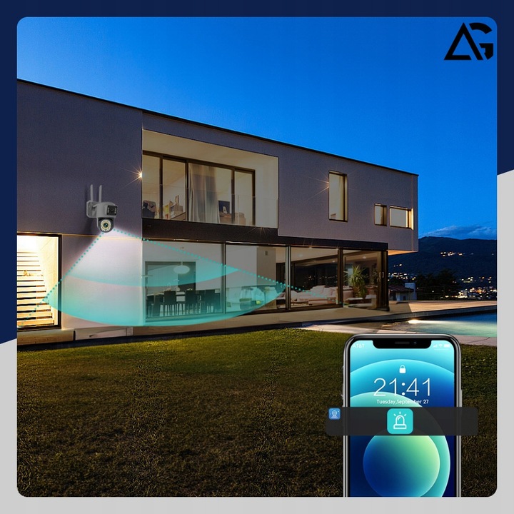 Camera de supraveghere WiFi rotativa QHD 2x 4MP, aplicatie, zoom digital, IP65, set