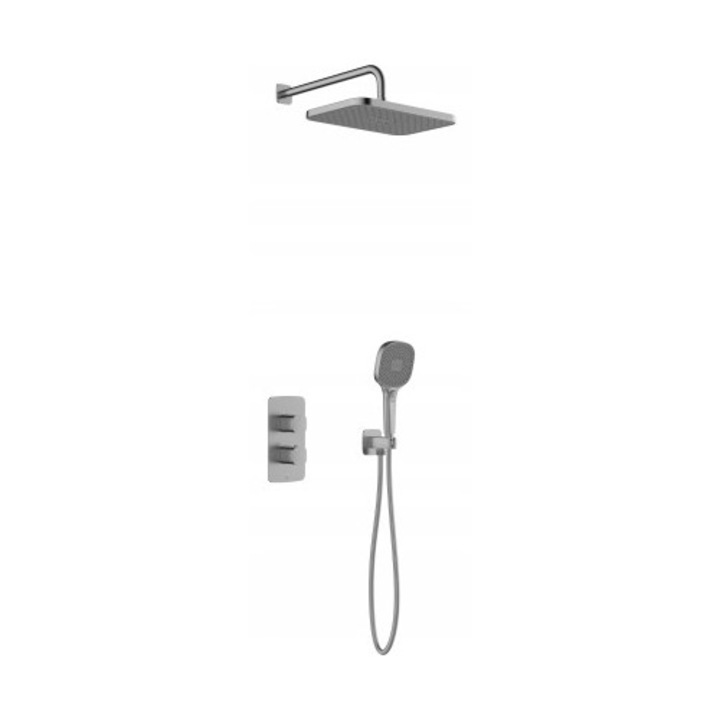 KFA MALAGA zestav podtynkowy cu baterie termostatica, gun metal grey, 3 jeturi, 1500mm