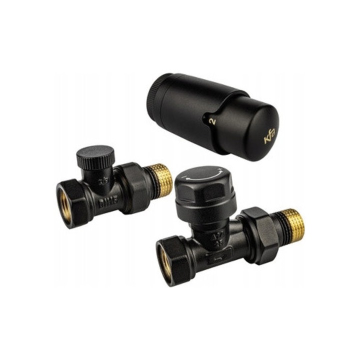 Set termostatic pentru calorifer, KFA, model Komfort Pro, negru, marime simpla