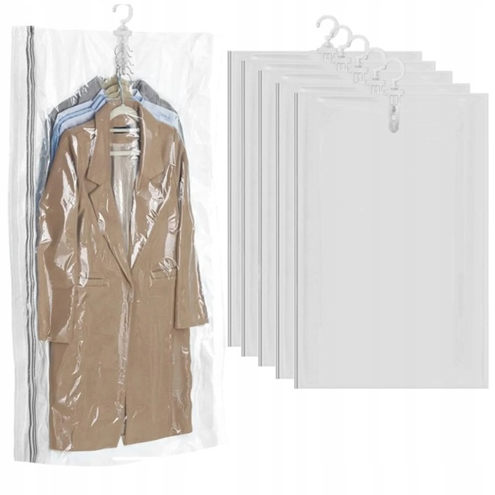 Set 5x saci vacuum 100x70cm, transparent, pentru haine, organizare eficienta