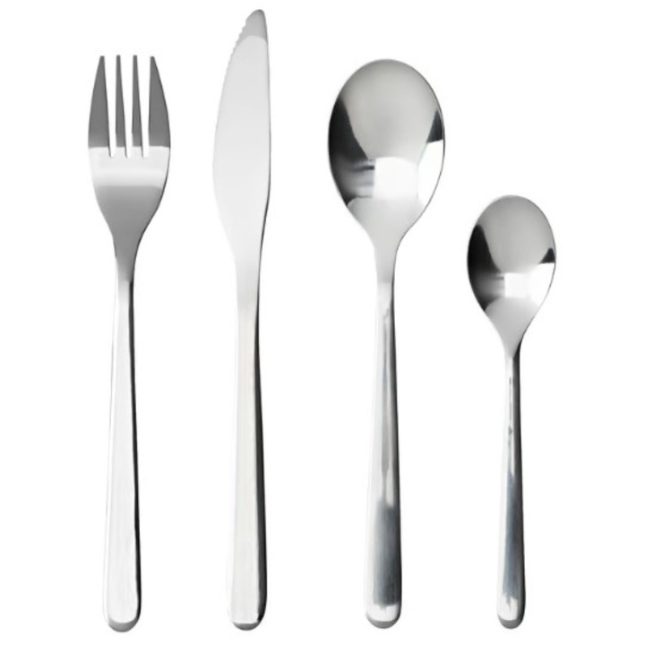Комплект прибори за хранене от 24 части от неръждаема стомана за 6 души, елегантен дизайн, издръжливи, подходящи за съдомиялна машина, сребристи, HomeNext