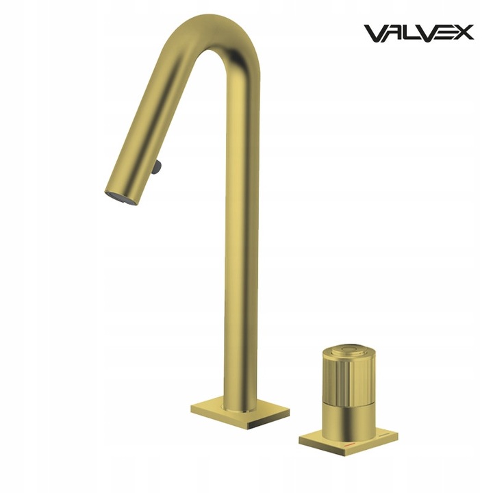 Valvex ENKO 2-lyukú csaptelep, szálcsiszolt arany fogantyúk, 90C, 0,1-0,5 Mpa