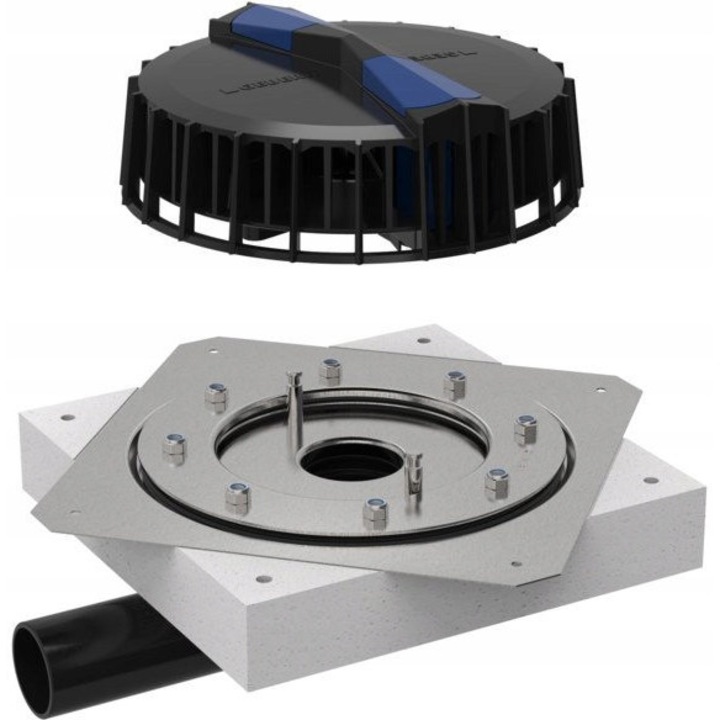 Sistem de scurgere Geberit Pluvia DN56, 40mm inaltime, iesire orizontala, material polietilena, 56mm diametru