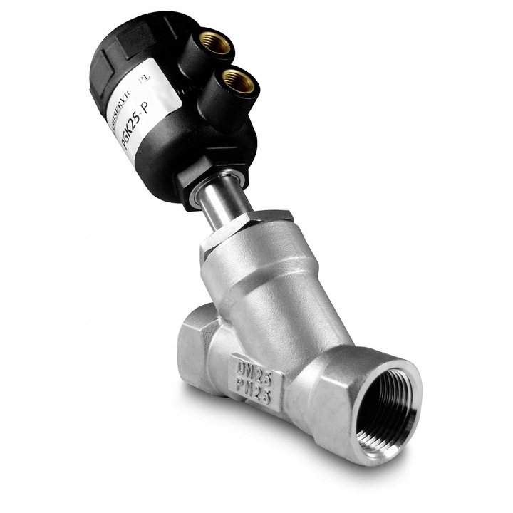 HPControl pneumatikus sarokszelep DN50 2 utas, inox ss304, maximális nyomás 16 bar, méret 45mm, HPControl