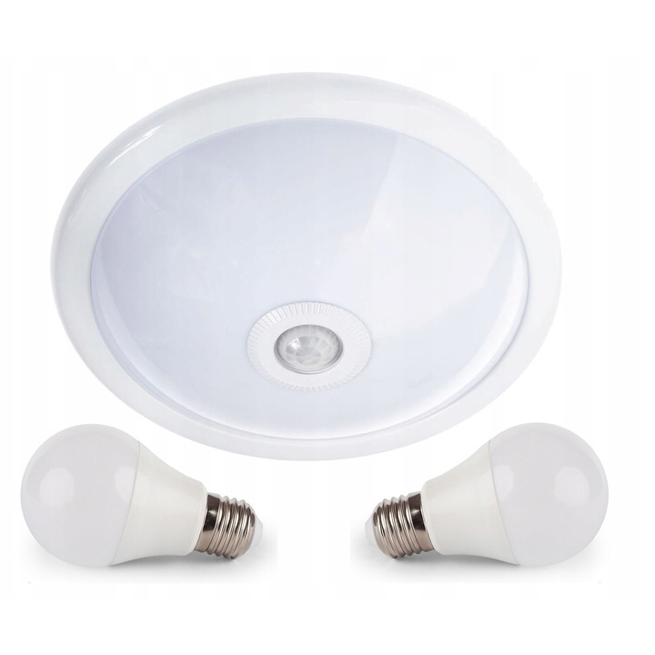 Mennyezeti LED 2 x E27 PIR mozgásérzékelővel, LED-ONE, 30x10cm, semleges fény