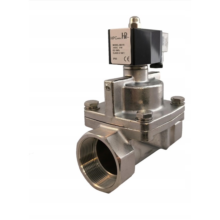 HPControl RH40-SS DN40 40mm elektromos szelep, inox, -5 és 200C között, 12V/24V DC, 24V/48V/110V/230V AC