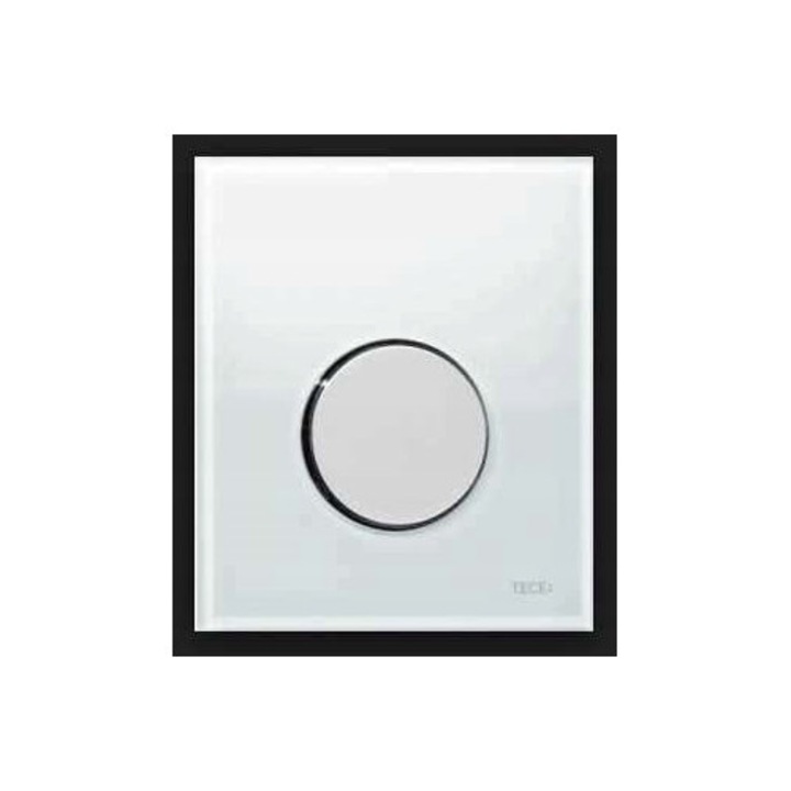 Buton de spalare pentru pisoar Tece Loop, sticla alba, crom lucios, dimensiuni 104x124x11mm, set complet
