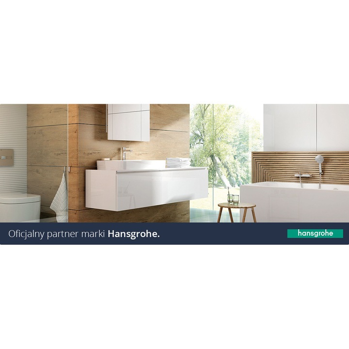 Baterie umana stand, Hansgrohe, Vivenis, alb mat, 133mm, fara set de scurgere