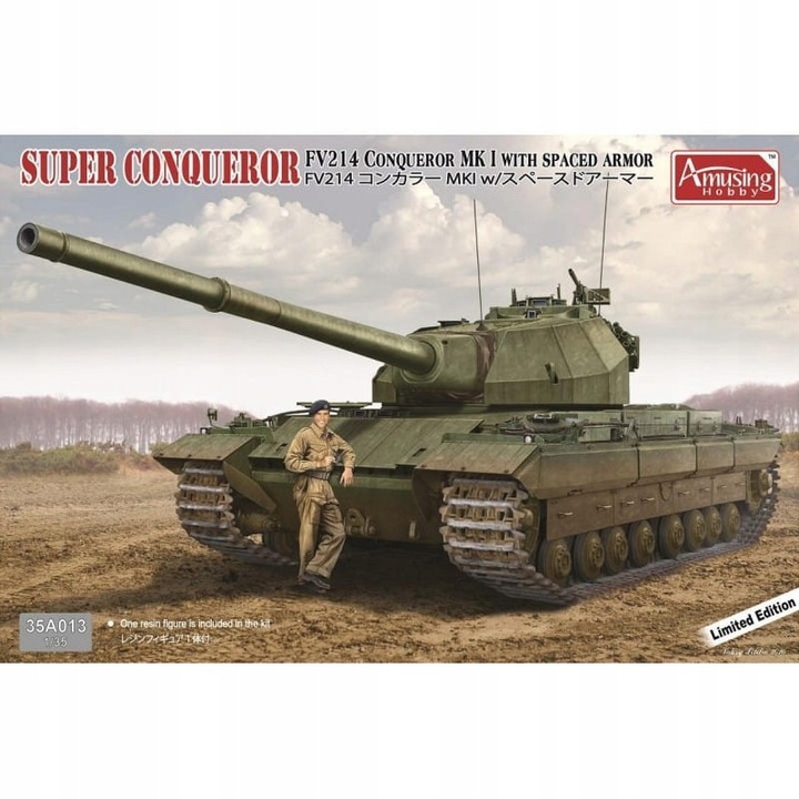 Amusing Hobby Super Conqueror FV214 figura készlet, 1:35, PE alkatrészekkel és mozgatható lánccal, összeszereletlenül