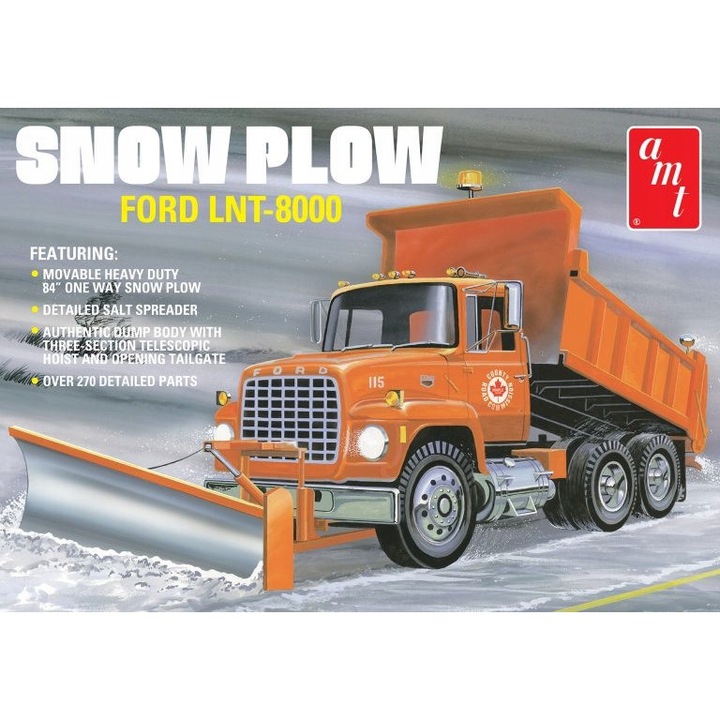 AMT 1178 Ford LNT-8000 Hókotró összeépíthető modell 1:25, komplett készlet, ragasztó és festékek nélkül