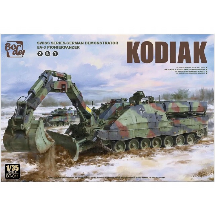 Border Kodiak EV-3 Pionierpanzer 1:35 összeszerelhető műanyag modell, fotómaratott elemek, méretek 30x20x10cm