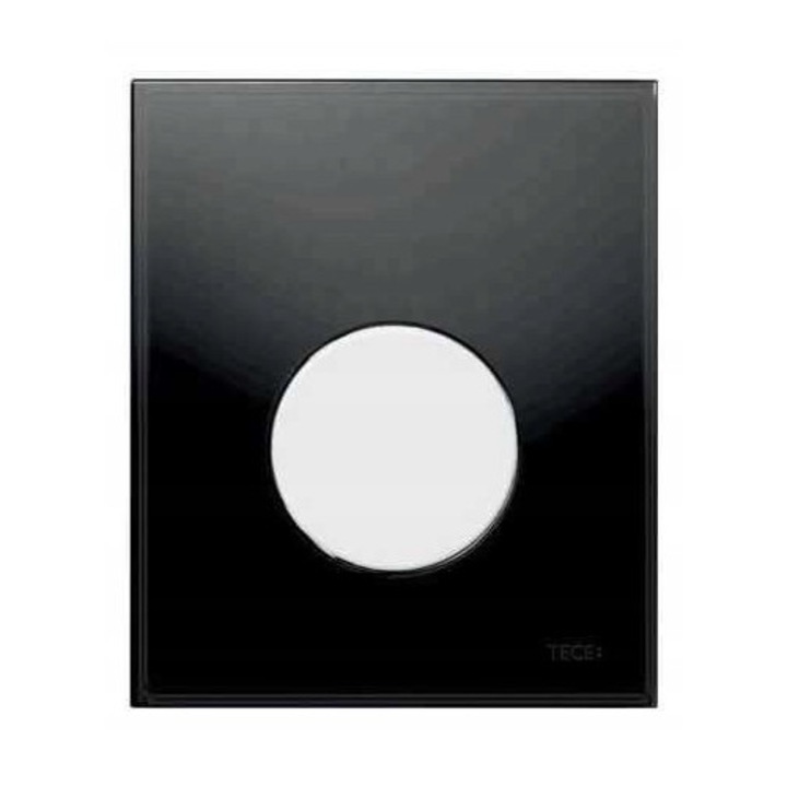 Buton pisuar Tece Loop, sticla neagra, buton alb, 1,2-4 litri, 9.242.654