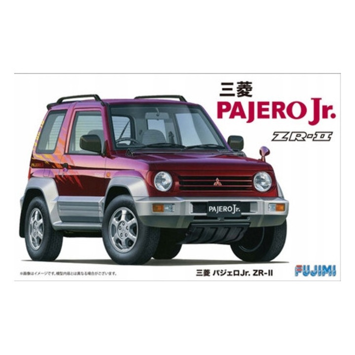 Mitsubishi Pajero Jr. ZR-II autómodell, Fujimi, 1/24, összeszerelő készlet, krómozott alkatrészek, gumi kerekek