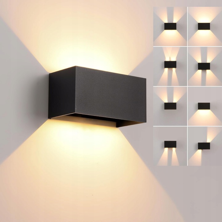 Aplica LED 24W, alb/negru, 20x10x10cm, IP65, pentru interior/exterior