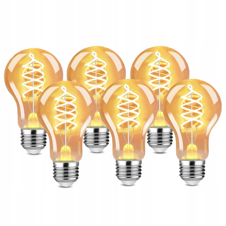 Set 6 becuri LED E27 Filament 4W decorativ, Edison