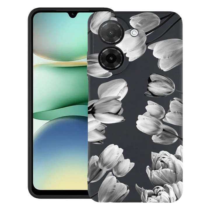 BestCase® Husa TPU Ultra Slim Compatibila cu Xiaomi Redmi A5 (173mm), Floral - Black Tulip, 2030991 B 2086