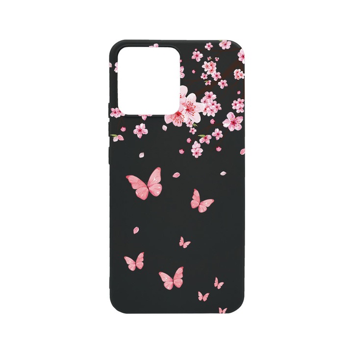 BestCase® Husa TPU Ultra Slim Compatibila cu Xiaomi Redmi Note 12 Pro 5G, Pink Cherry Blossom & Butterflies, 1467861 B 2045