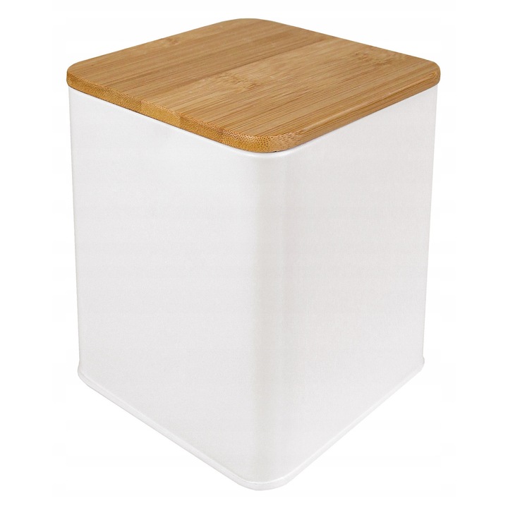 Poezie cosmetica metalica Cassone, Kleine Wolke, alb/bambus, 11x11x14cm