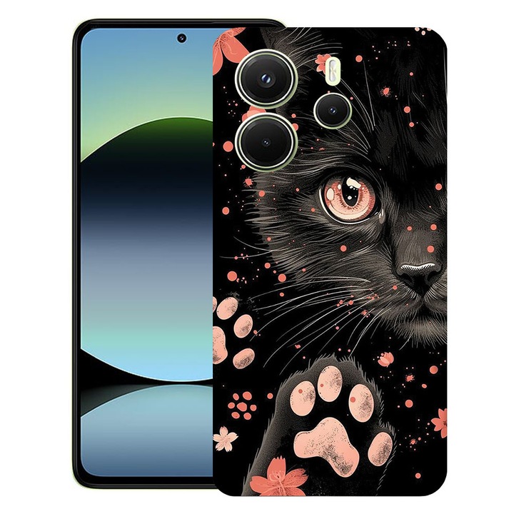 BestCase® Husa TPU Ultra Slim Compatibila cu Xiaomi Redmi Note 14 5G, Black Cat, 2022876 B 2014