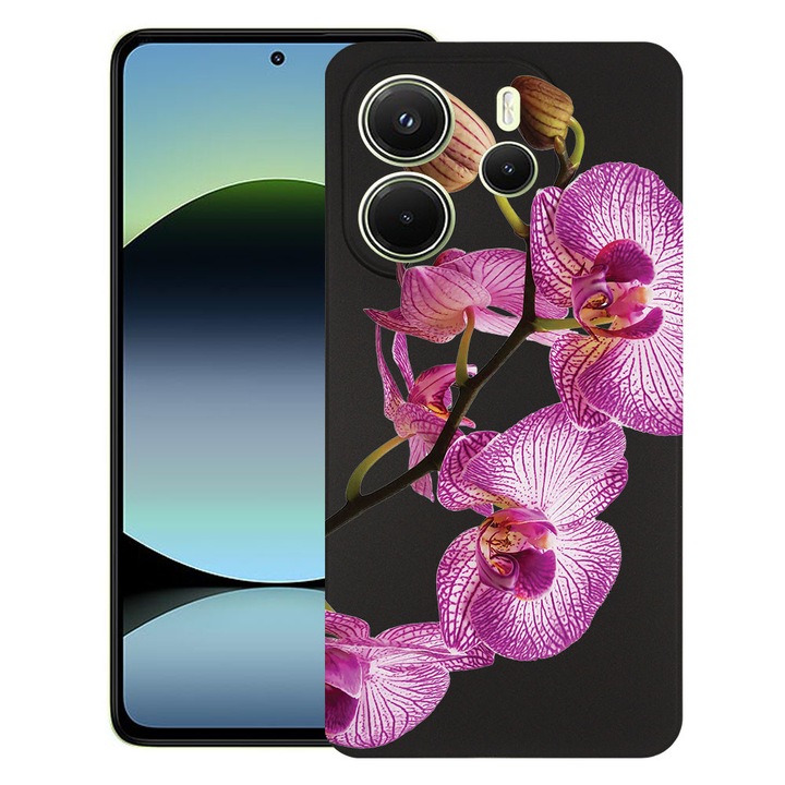 BestCase® Husa TPU Ultra Slim Compatibila cu Xiaomi Redmi Note 14 5G, Floral - Pink Orchid, 2022876 B 2064