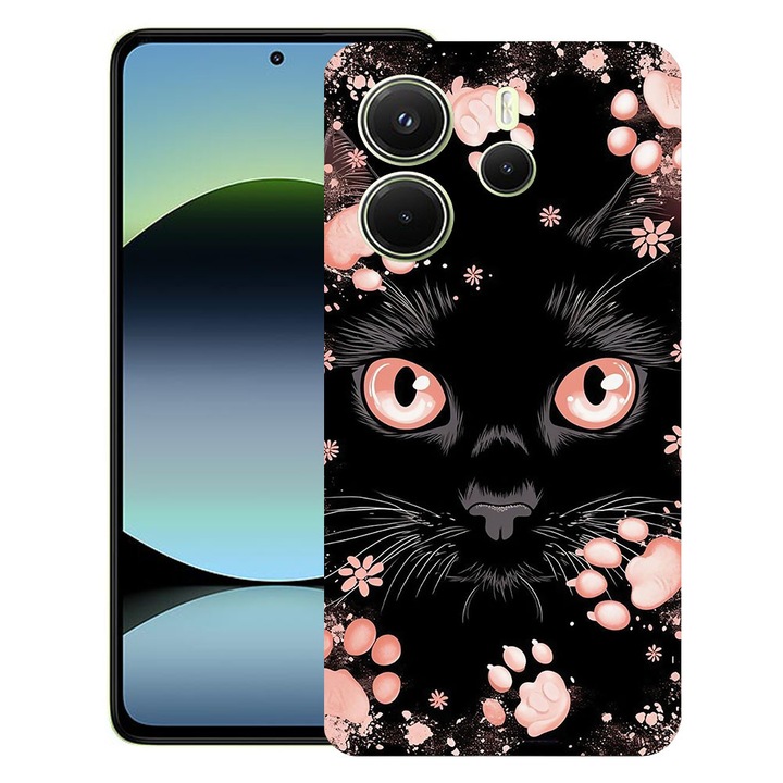 BestCase® Husa TPU Ultra Slim Compatibila cu Xiaomi Redmi Note 14 5G, Black Cat, 2022876 B 2015